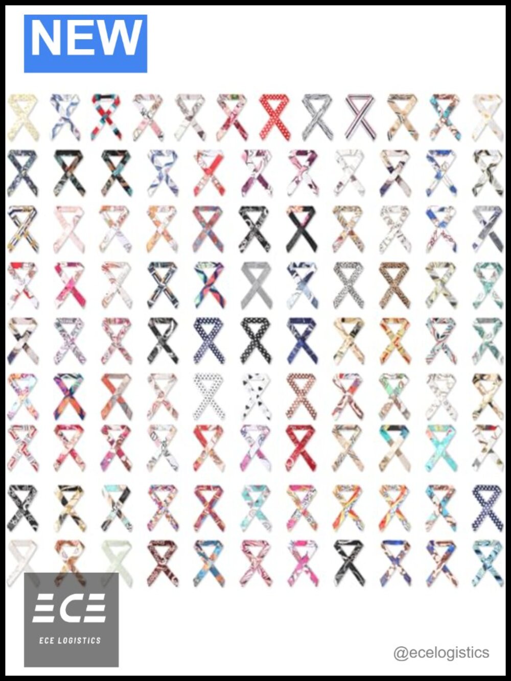 Satin Head Scarf 100 Pc Set Neck Scarf Handbag Ribbon Hair Tie